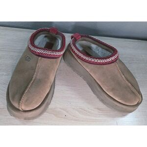 UGG Tasman Slippers Chestnut Suede Shearling Slip On Clogs 6
